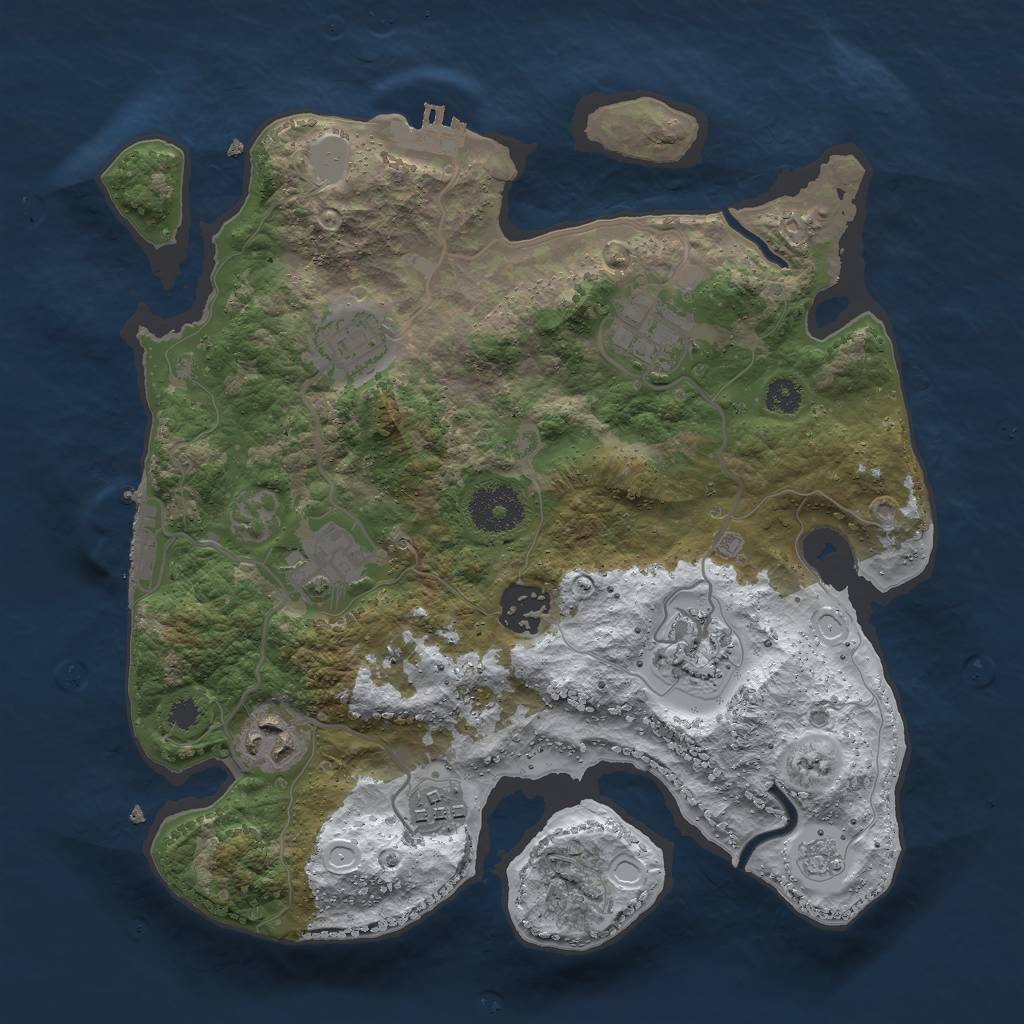 Rust Map: Procedural Map, Size: 3000, Seed: 84729072, 15 Monuments