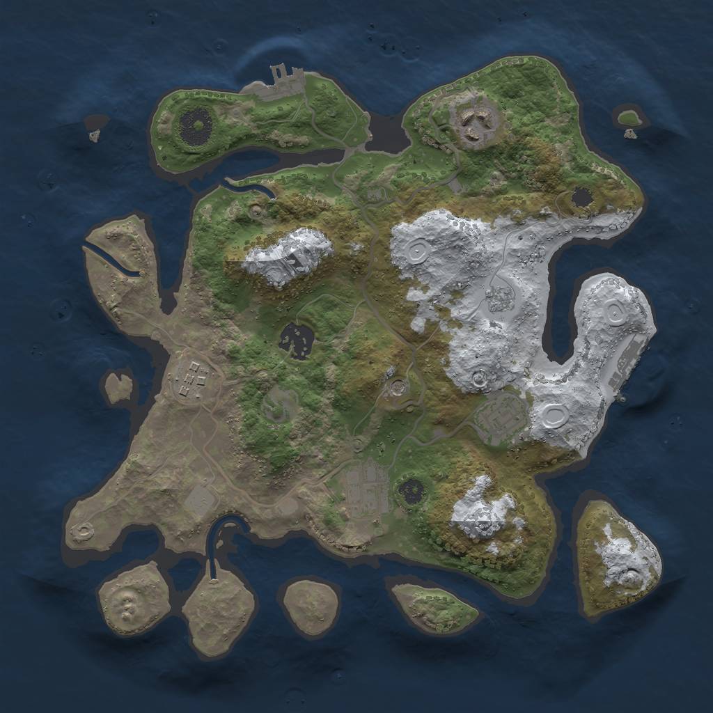 Rust Map: Procedural Map, Size: 3000, Seed: 58771, 14 Monuments
