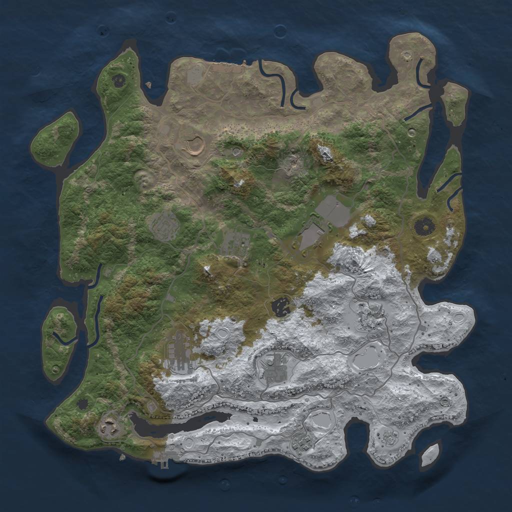 Rust Map: Procedural Map, Size: 4000, Seed: 3838, 19 Monuments