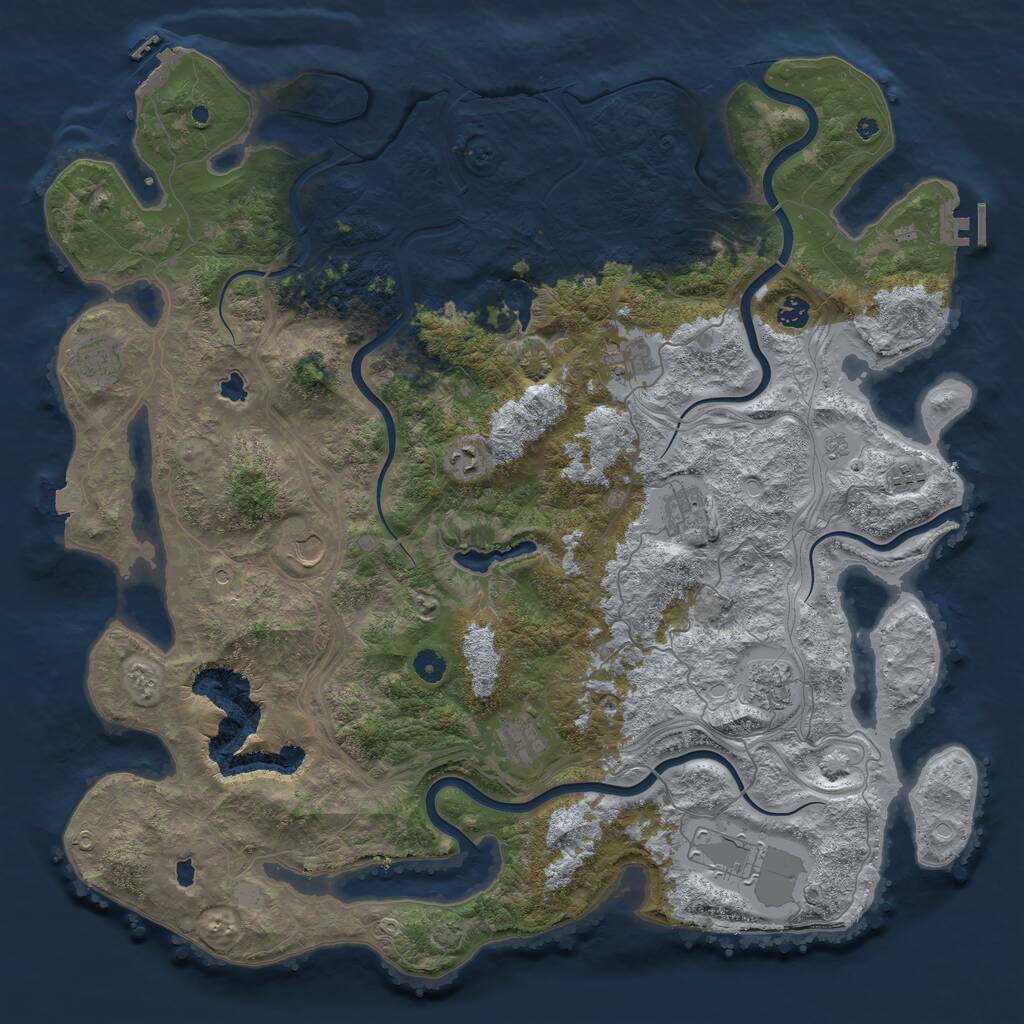 Rust Map: Procedural Map, Size: 4800, Seed: 831249174, 16 Monuments