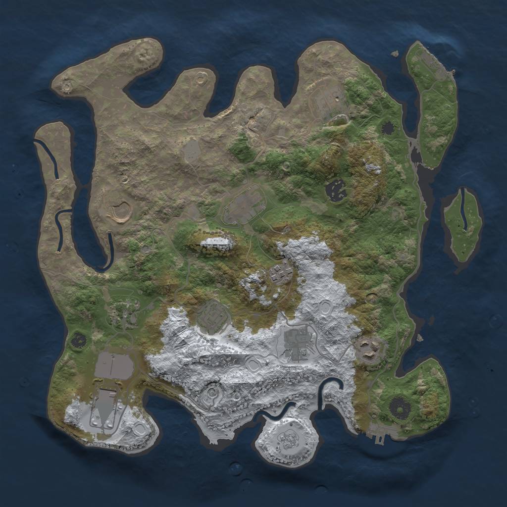 Rust Map: Procedural Map, Size: 3500, Seed: 37090991, 19 Monuments
