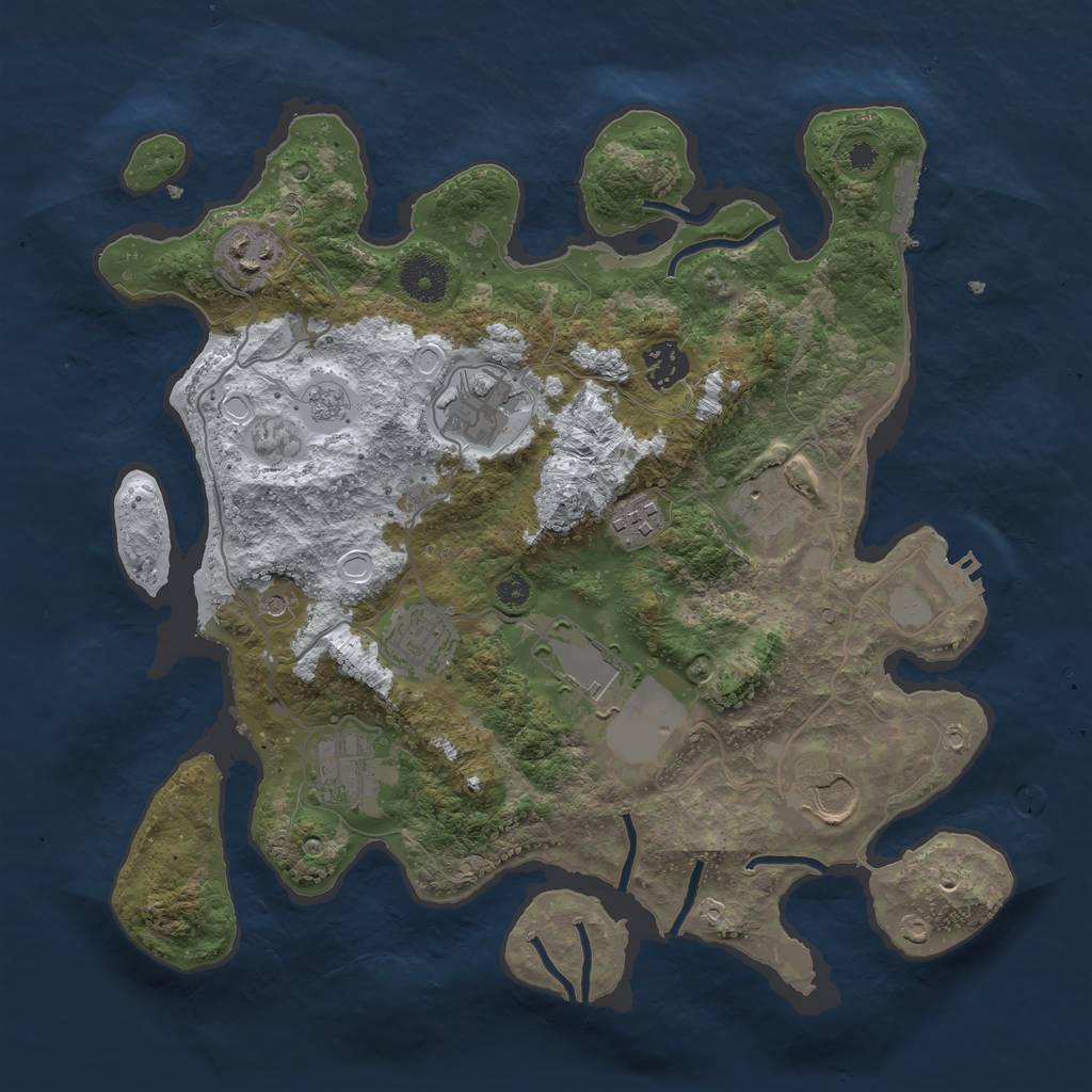Rust Map: Procedural Map, Size: 3500, Seed: 500000000, 18 Monuments