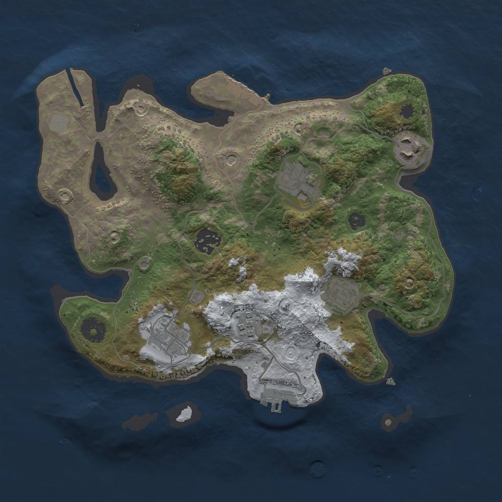 Rust Map: Procedural Map, Size: 3000, Seed: 104843, 14 Monuments