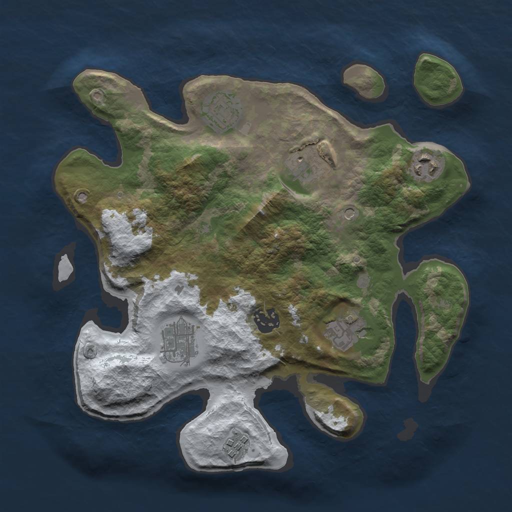 Rust Map: Barren, Size: 3000, Seed: 66546931, 10 Monuments