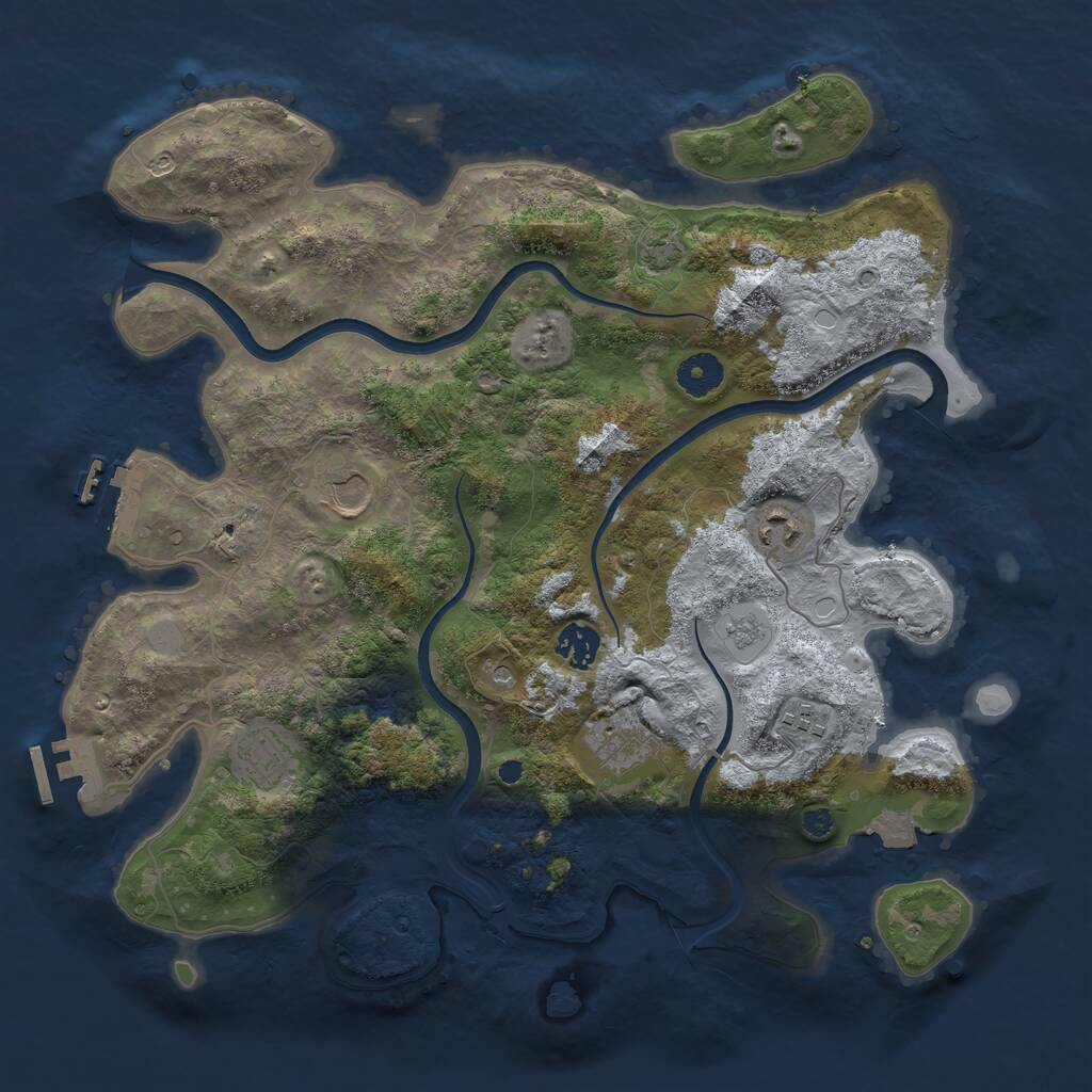 Rust Map: Procedural Map, Size: 3750, Seed: 90718340, 12 Monuments