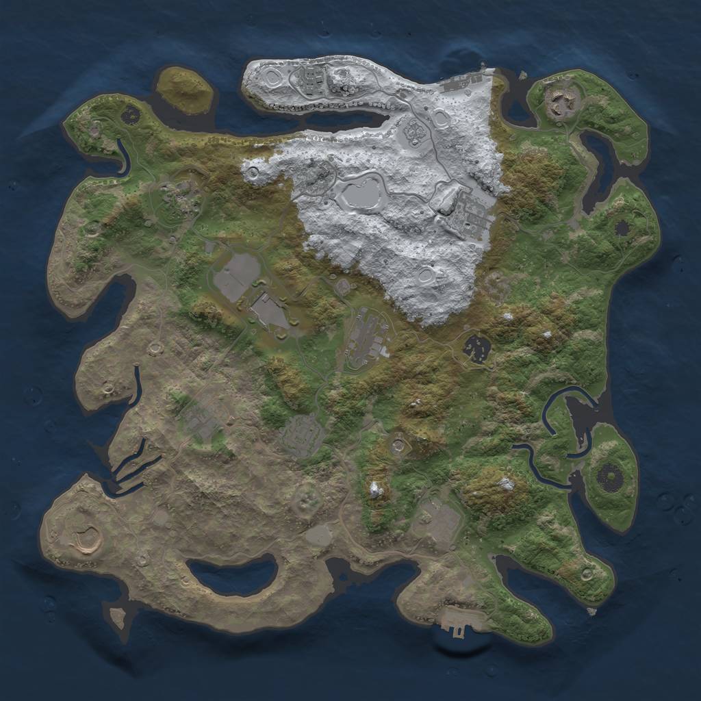 Rust Map: Procedural Map, Size: 3850, Seed: 1702111764, 20 Monuments