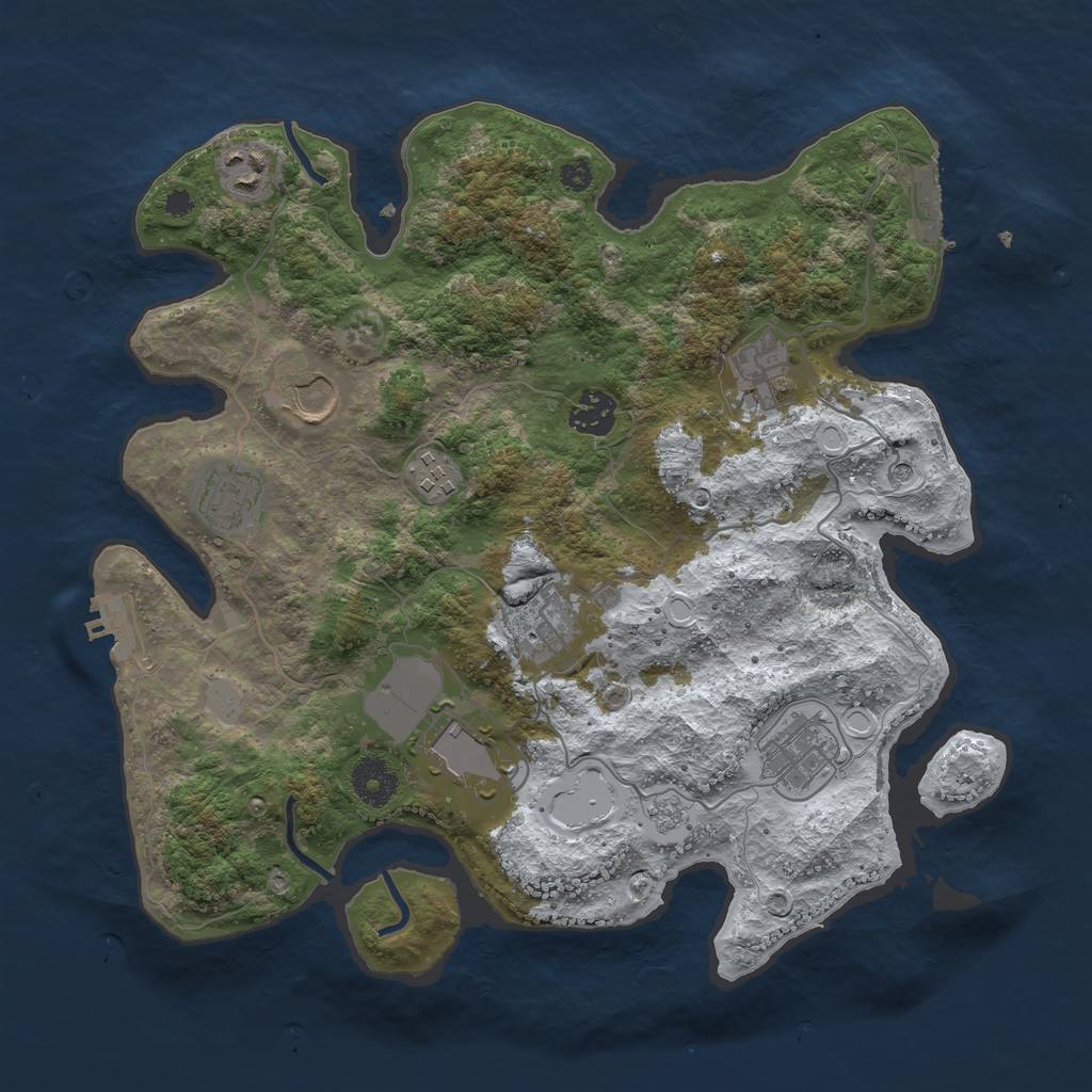 Rust Map: Procedural Map, Size: 3500, Seed: 1528862188, 18 Monuments