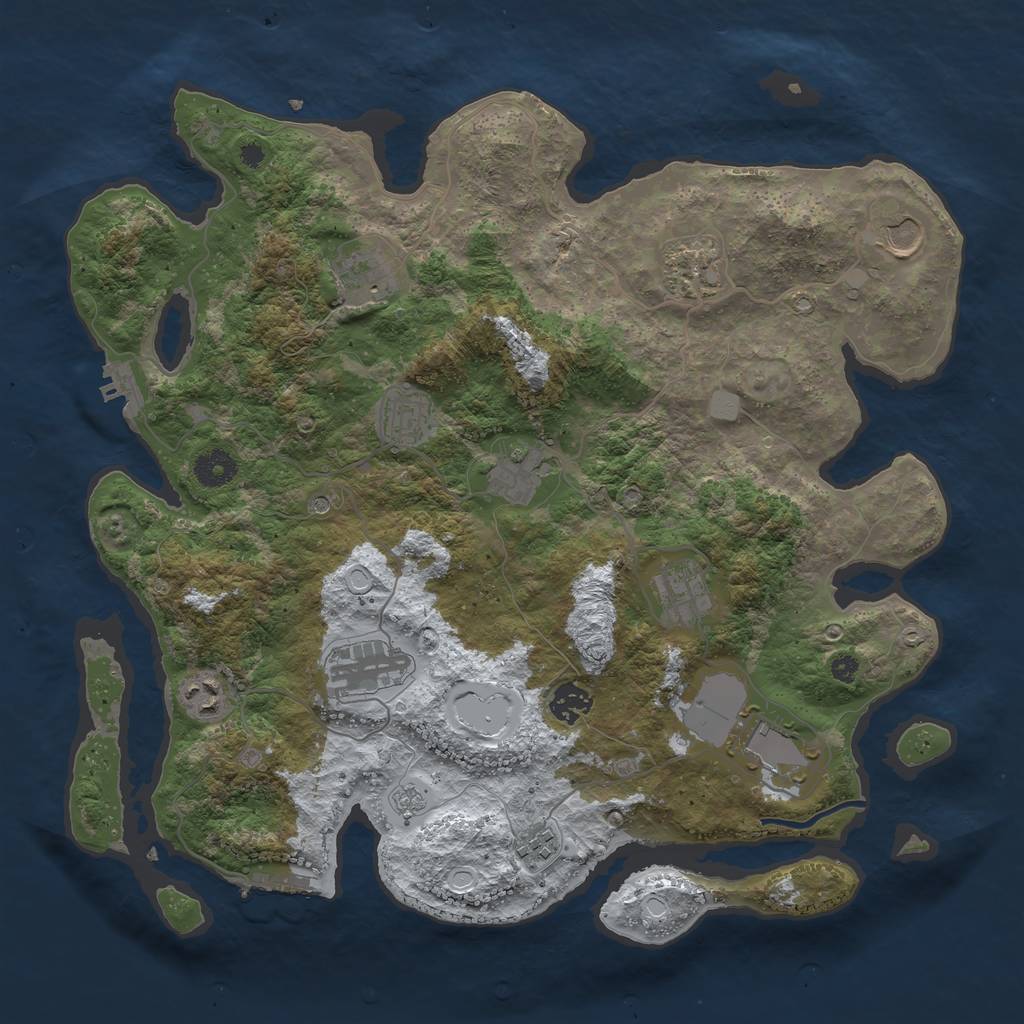 Rust Map: Procedural Map, Size: 3850, Seed: 486955423, 20 Monuments