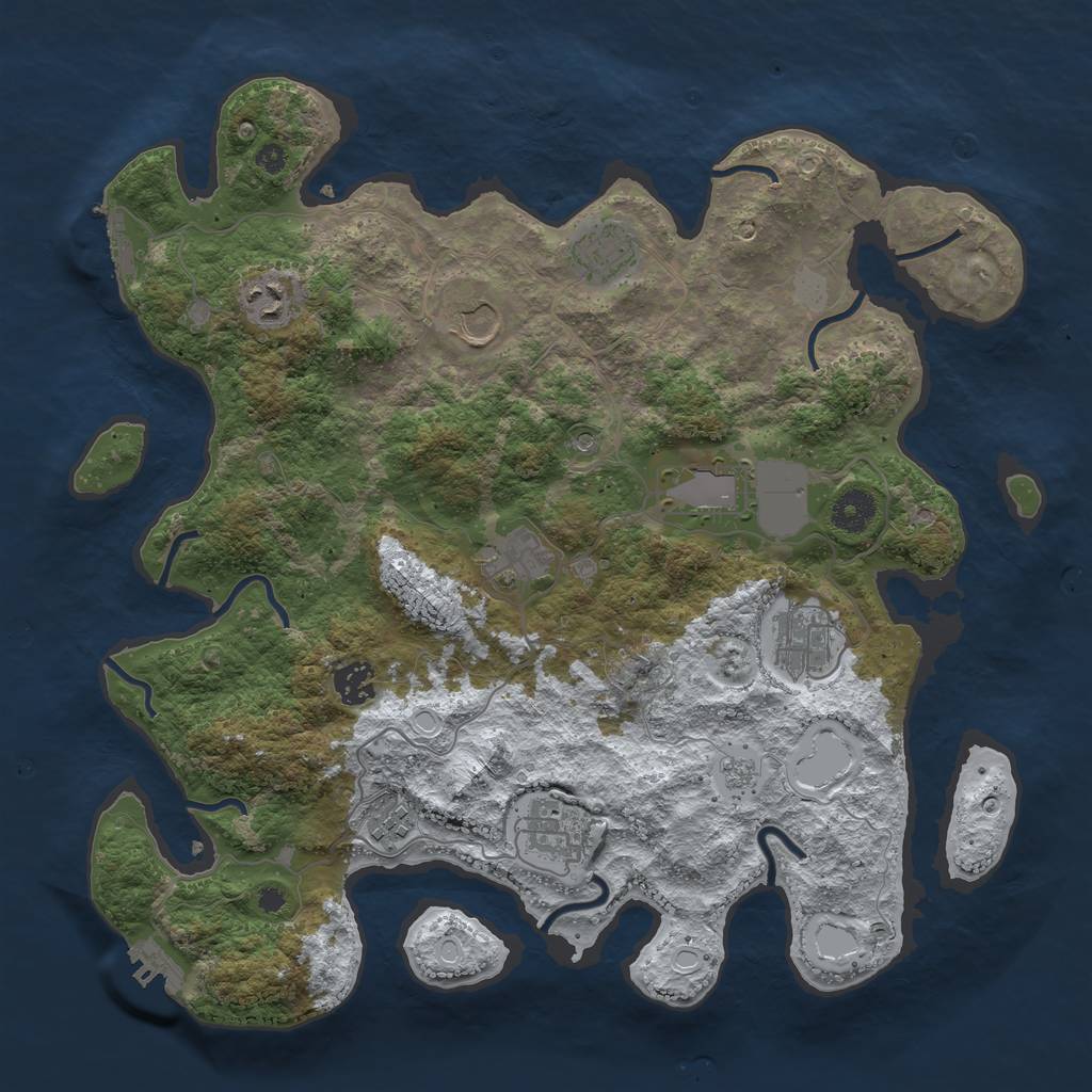 Rust Map: Procedural Map, Size: 3800, Seed: 1215347702, 18 Monuments