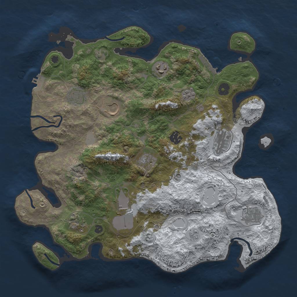 Rust Map: Procedural Map, Size: 3700, Seed: 1463305380, 19 Monuments