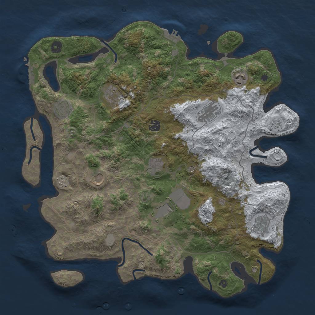 Rust Map: Procedural Map, Size: 4000, Seed: 124741072, 19 Monuments