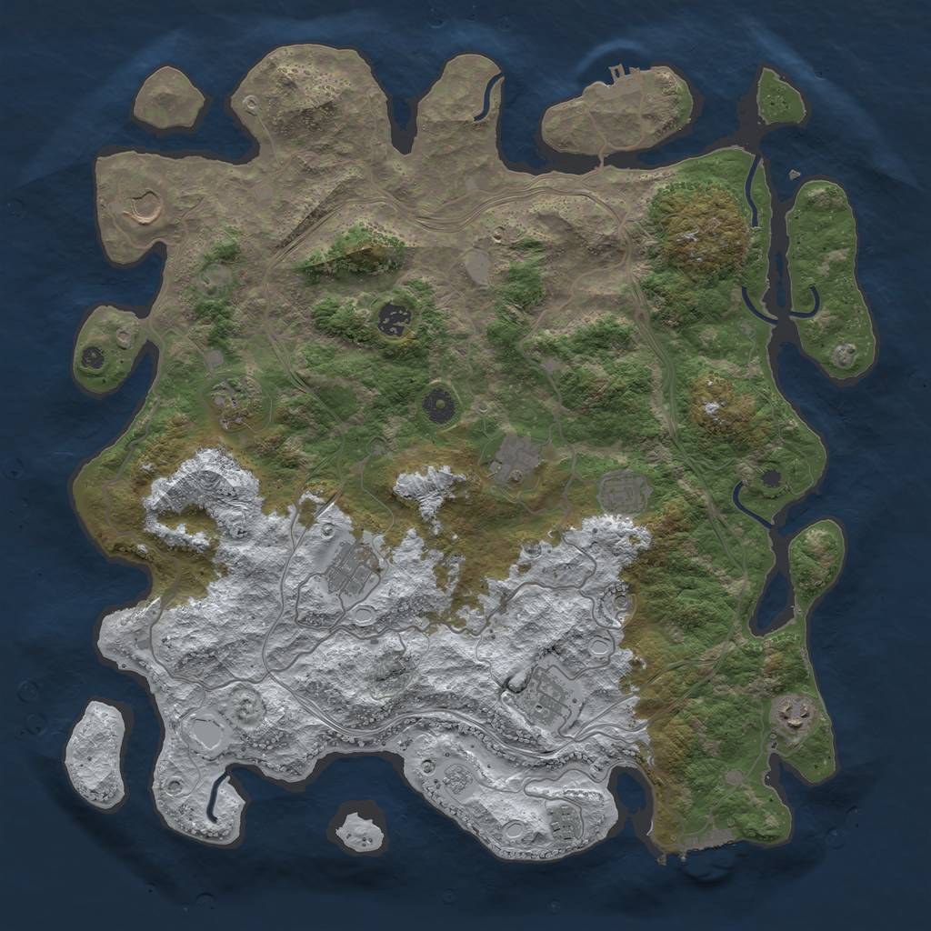 Rust Map: Procedural Map, Size: 4250, Seed: 570209, 18 Monuments