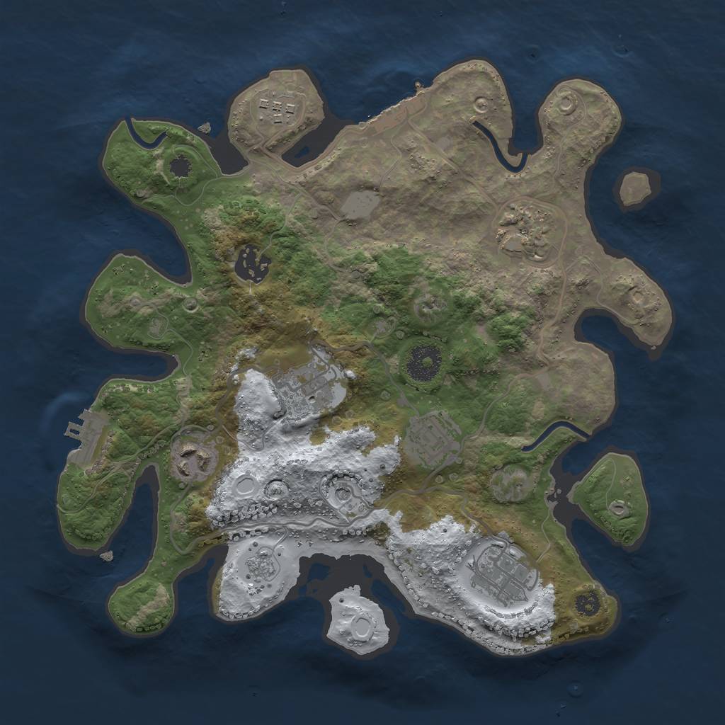 Rust Map: Procedural Map, Size: 3000, Seed: 743654, 16 Monuments
