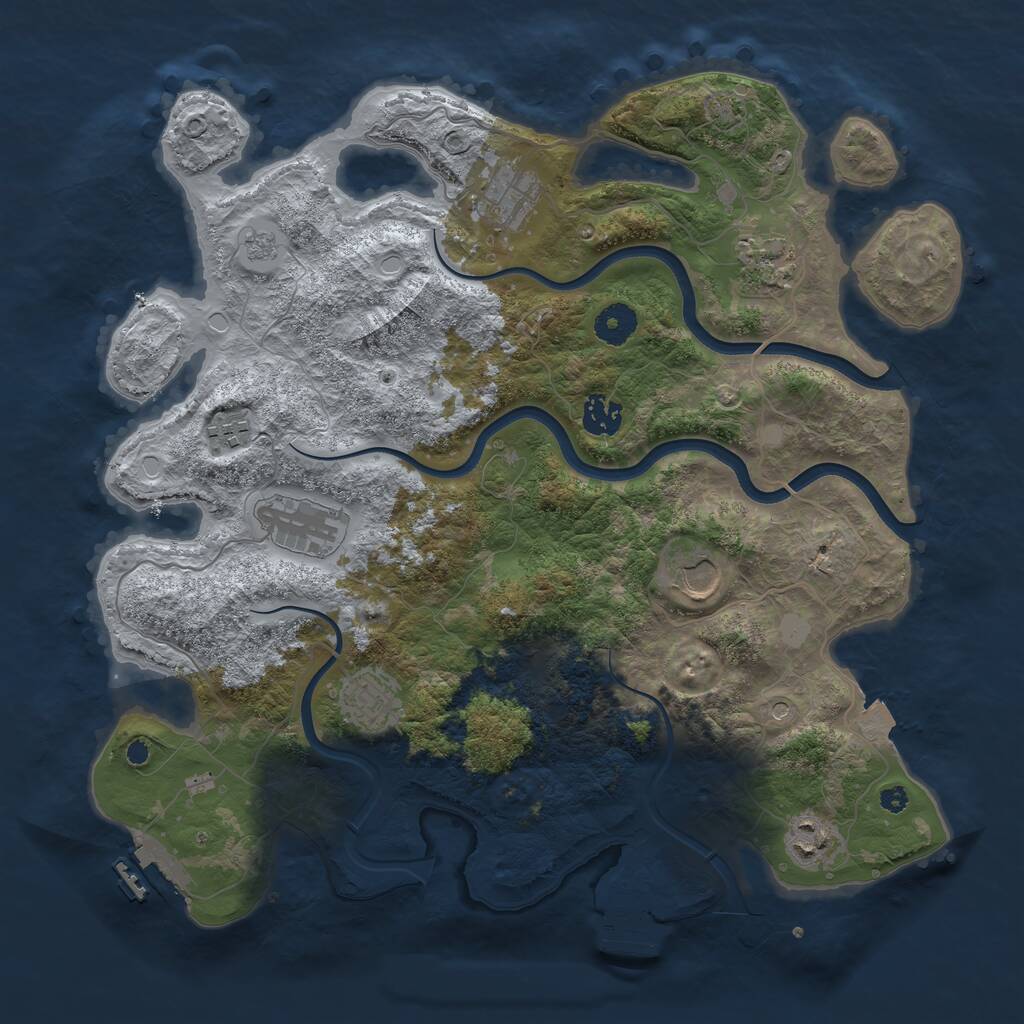Rust Map: Procedural Map, Size: 3750, Seed: 767004144, 14 Monuments