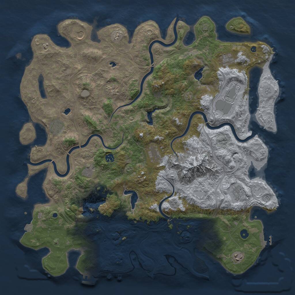 Rust Map: Procedural Map, Size: 5000, Seed: 3910492, 17 Monuments