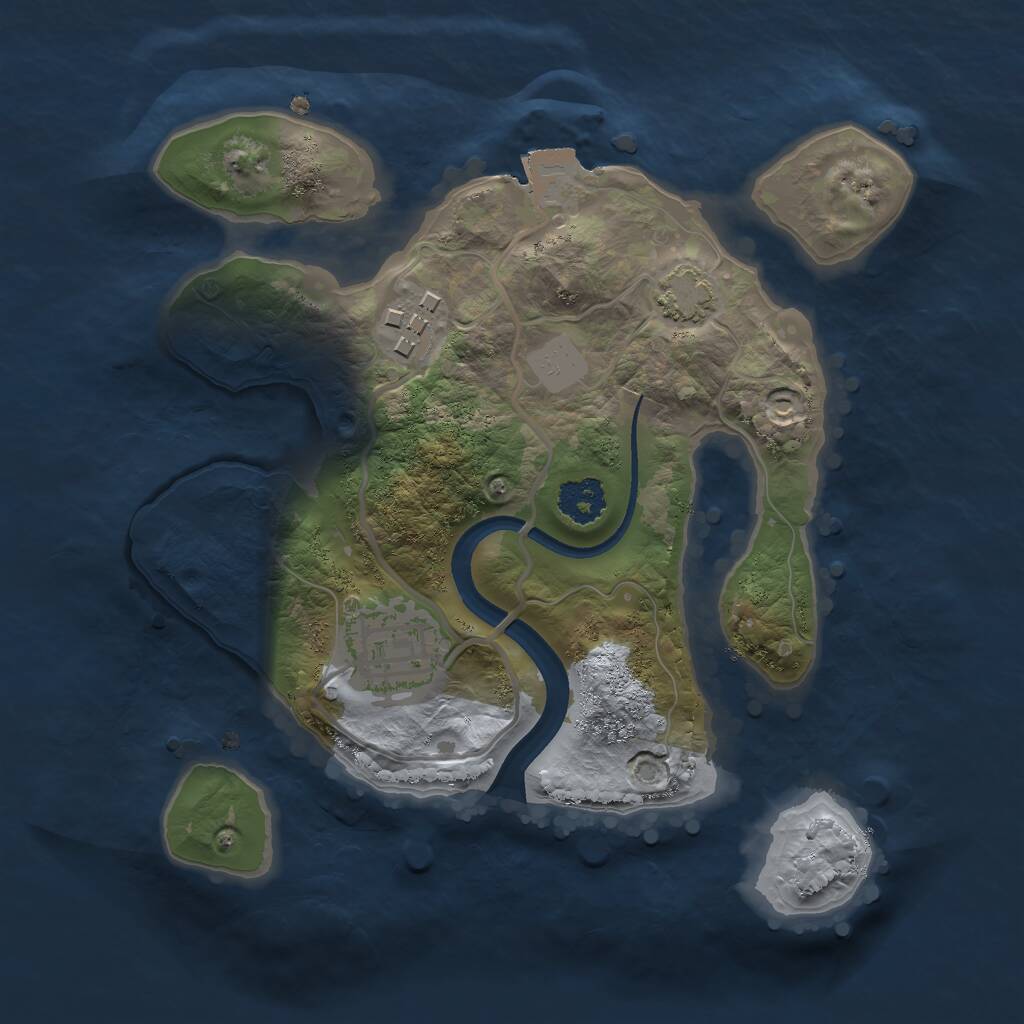 Rust Map: Procedural Map, Size: 2200, Seed: 419456227, 4 Monuments