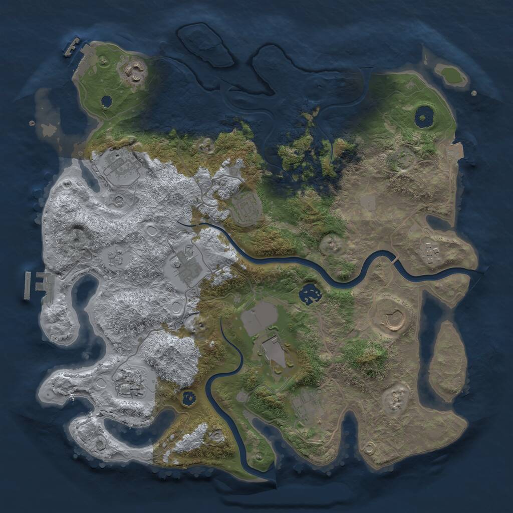 Rust Map: Procedural Map, Size: 3700, Seed: 702622828, 16 Monuments