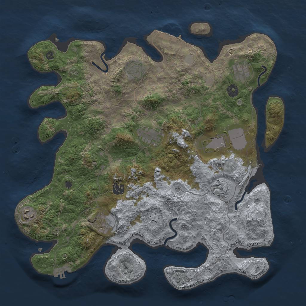 Rust Map: Procedural Map, Size: 3700, Seed: 130368372, 18 Monuments