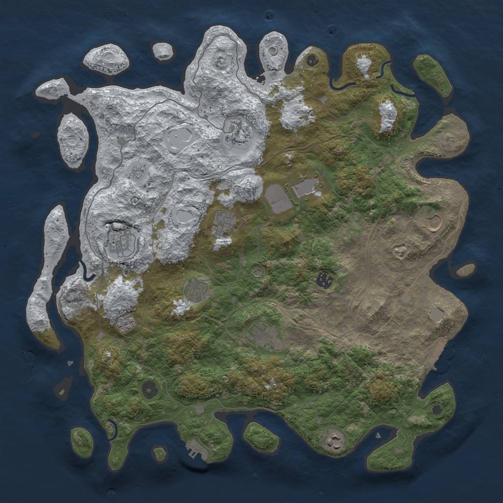 Rust Map: Procedural Map, Size: 4500, Seed: 1405428341, 19 Monuments