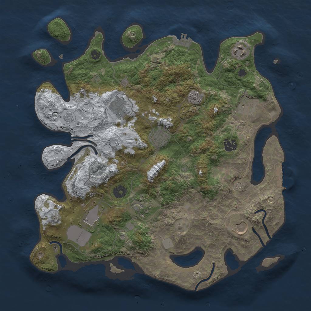 Rust Map: Procedural Map, Size: 3500, Seed: 134329670, 18 Monuments