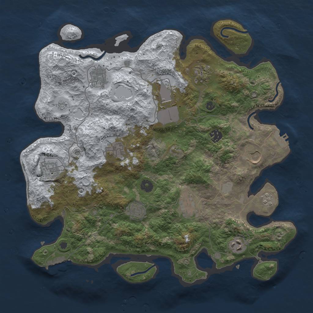 Rust Map: Procedural Map, Size: 3750, Seed: 174374773, 20 Monuments