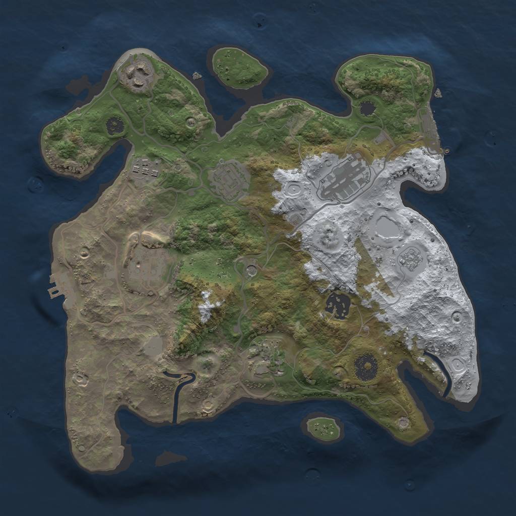 Rust Map: Procedural Map, Size: 3000, Seed: 219761021, 16 Monuments