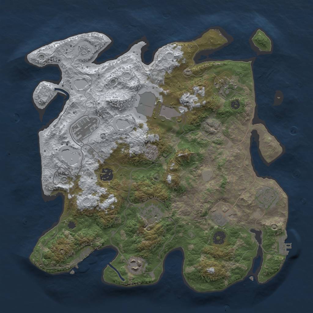 Rust Map: Procedural Map, Size: 3500, Seed: 118443113, 18 Monuments