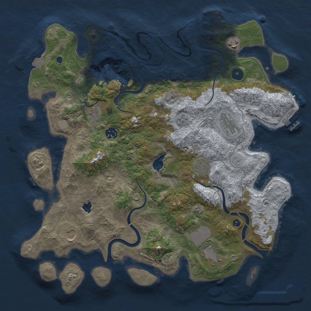 Rust Map: Procedural Map, Size: 4000, Seed: 58771, 14 Monuments