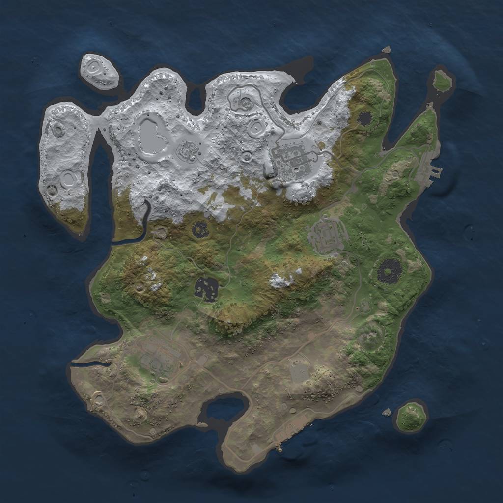 Rust Map: Procedural Map, Size: 3000, Seed: 68495, 13 Monuments
