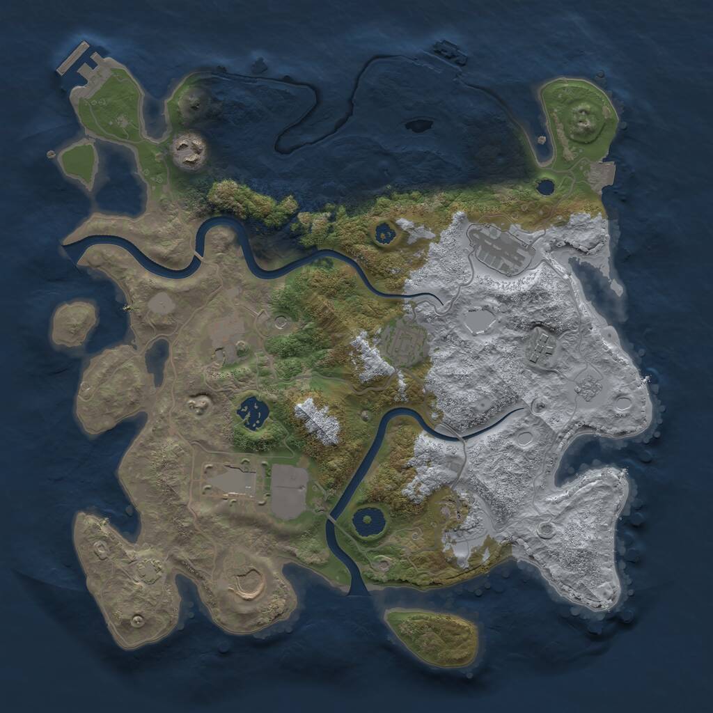 Rust Map: Procedural Map, Size: 3500, Seed: 2128006179, 15 Monuments