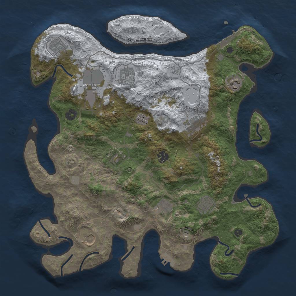 Rust Map: Procedural Map, Size: 3850, Seed: 497061496, 20 Monuments