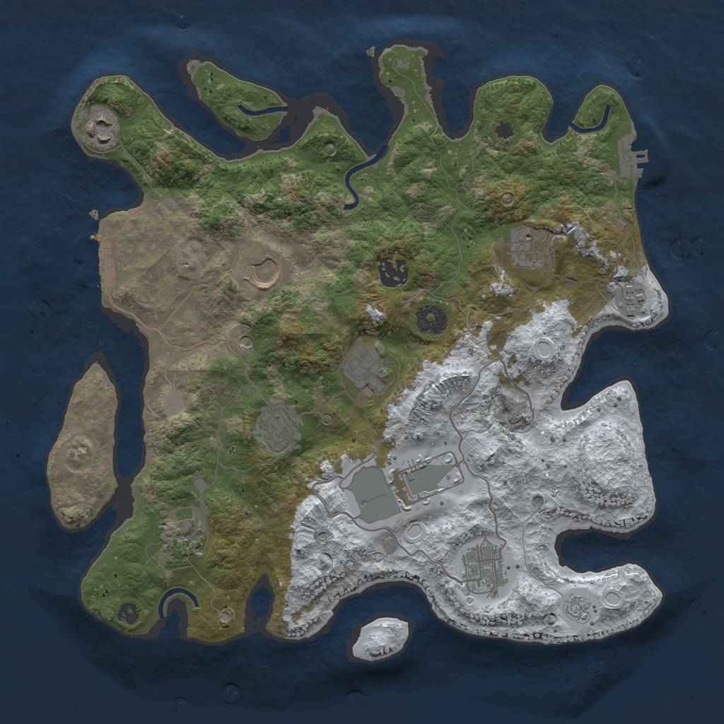 Rust Map: Procedural Map, Size: 3500, Seed: 2039888306, 19 Monuments