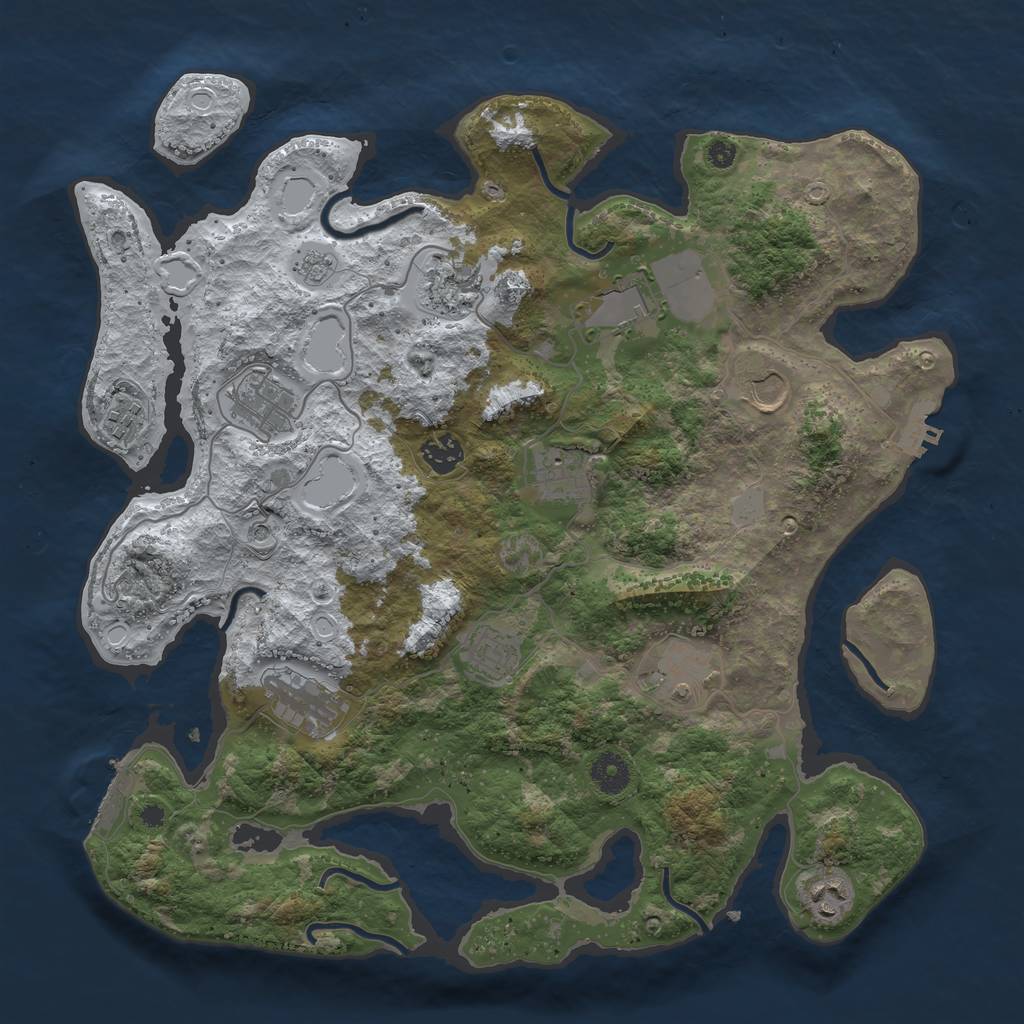 Rust Map: Procedural Map, Size: 3850, Seed: 1772603565, 20 Monuments