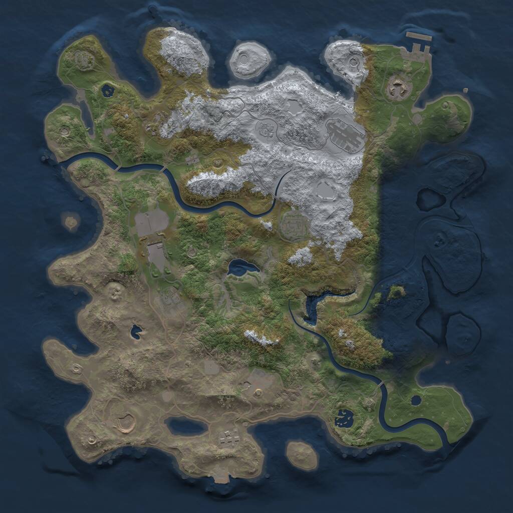 Rust Map: Procedural Map, Size: 4000, Seed: 1855393446, 15 Monuments