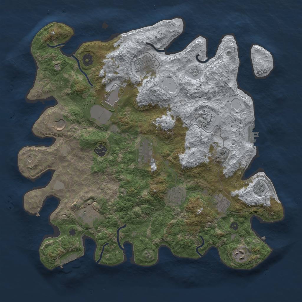 Rust Map: Procedural Map, Size: 3850, Seed: 1255293957, 20 Monuments