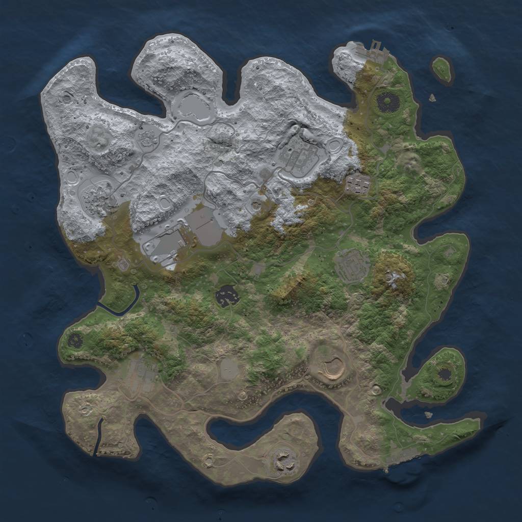 Rust Map: Procedural Map, Size: 3500, Seed: 54171266, 18 Monuments