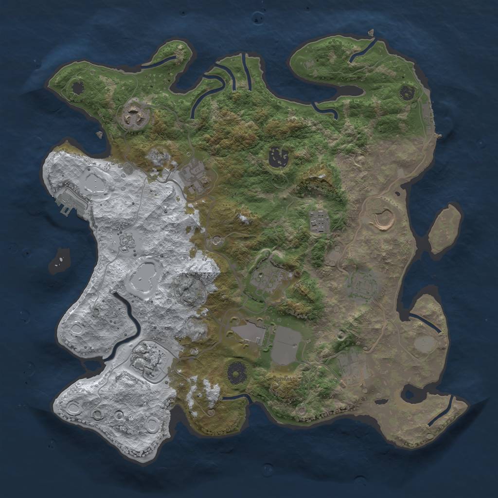 Rust Map: Procedural Map, Size: 3500, Seed: 370192479, 19 Monuments