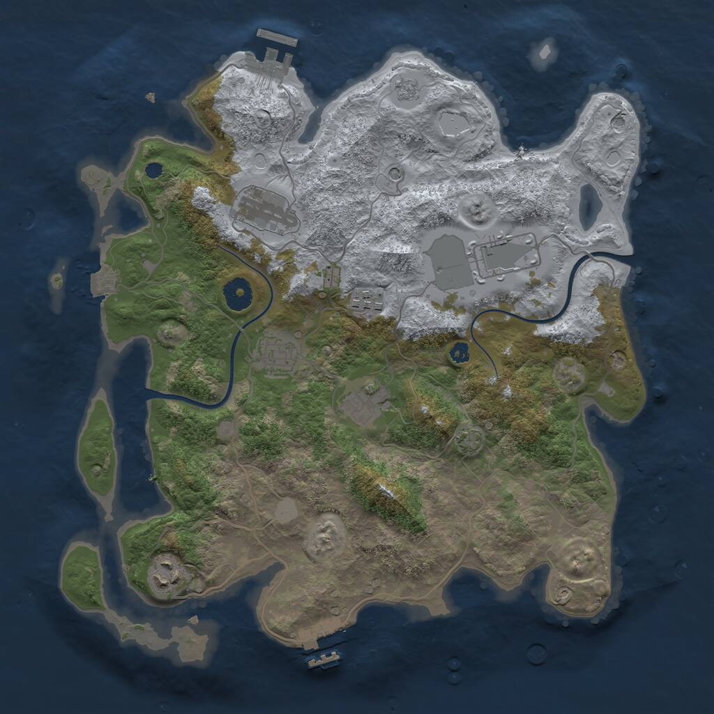 Rust Map: Procedural Map, Size: 3500, Seed: 1187196514, 12 Monuments