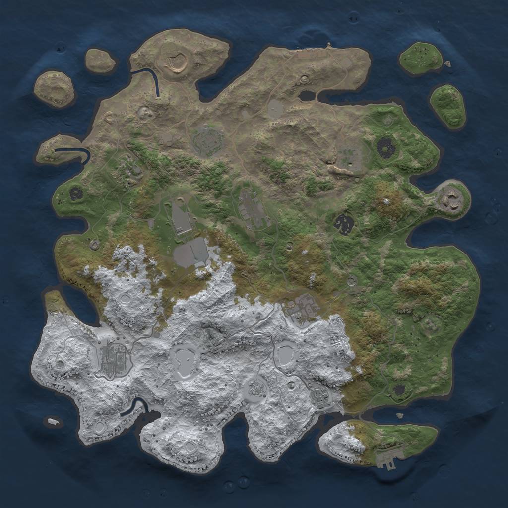 Rust Map: Procedural Map, Size: 3850, Seed: 1643607453, 20 Monuments