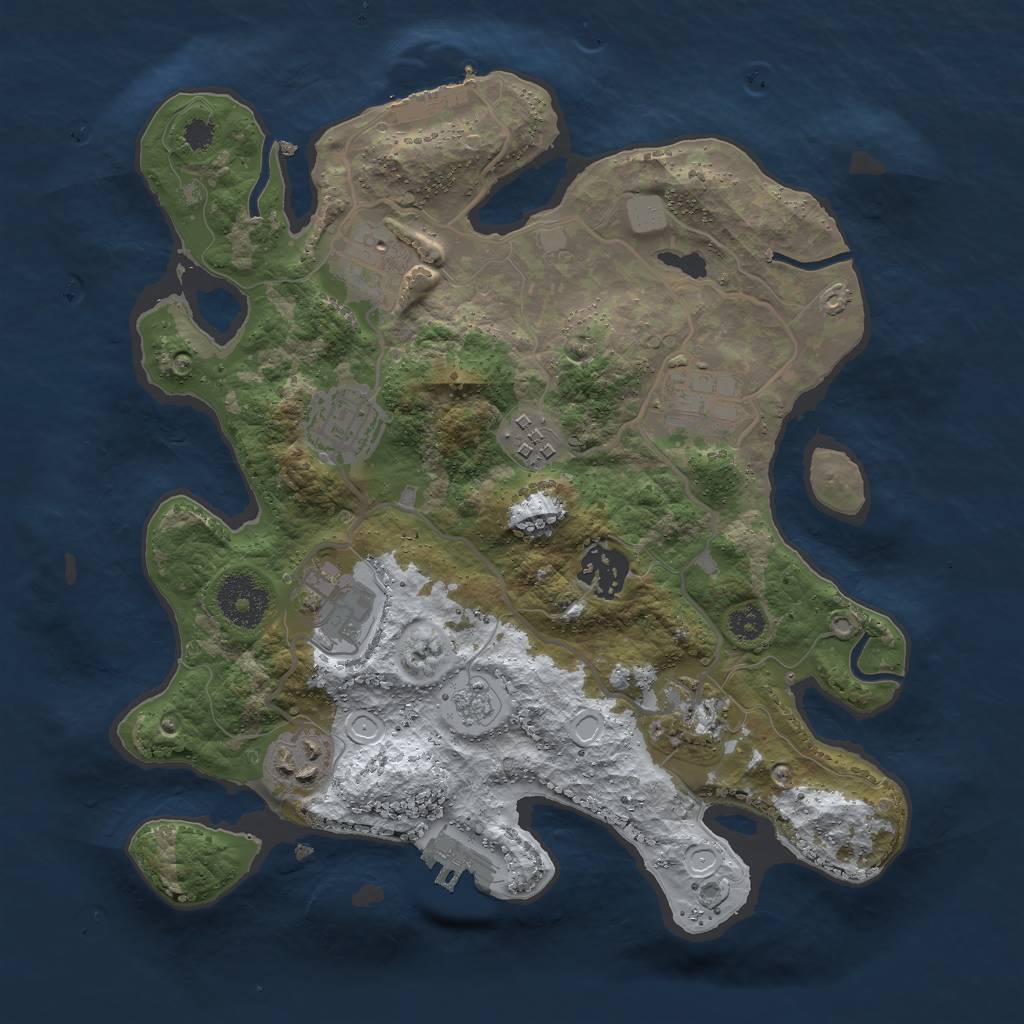 Rust Map: Procedural Map, Size: 3000, Seed: 1509106073, 16 Monuments
