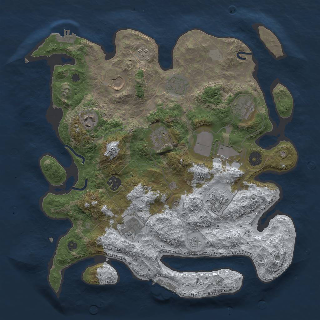 Rust Map: Procedural Map, Size: 3500, Seed: 7845122, 19 Monuments