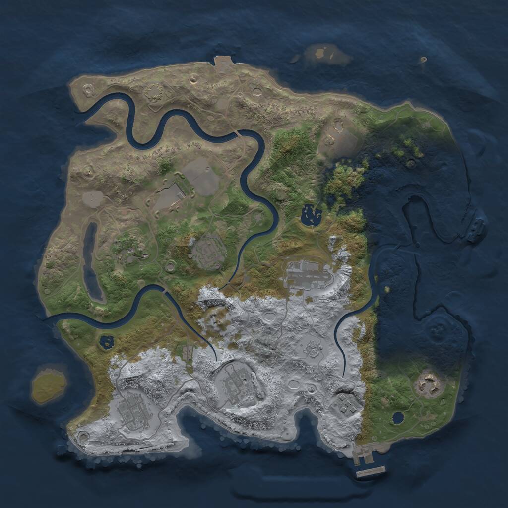 Rust Map: Procedural Map, Size: 3500, Seed: 1491791199, 16 Monuments