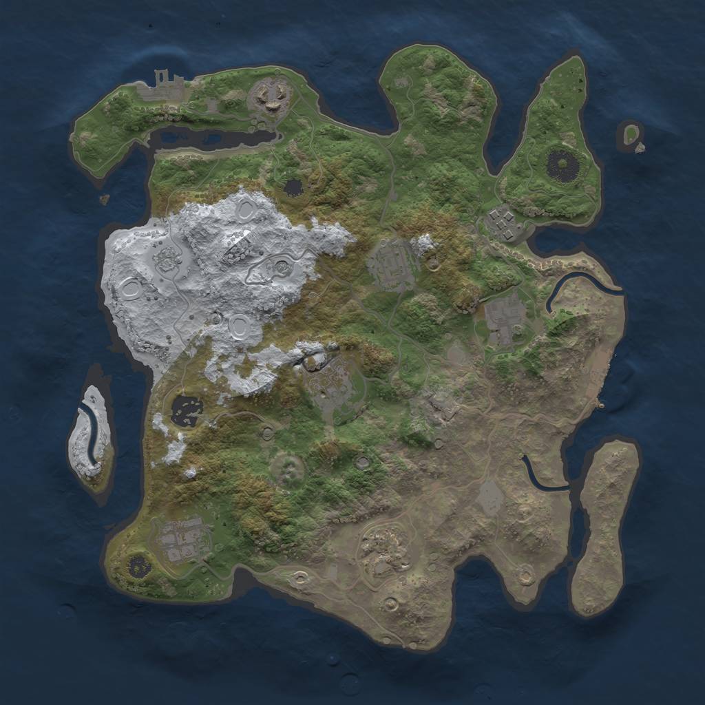 Rust Map: Procedural Map, Size: 3250, Seed: 96, 17 Monuments