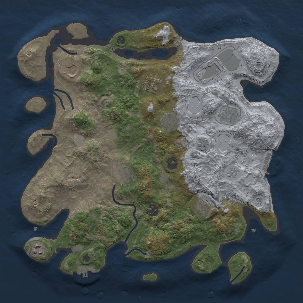 Rust Map: Procedural Map, Size: 3700, Seed: 530394852, 19 Monuments