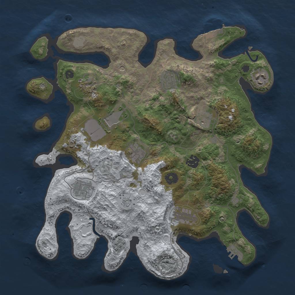 Rust Map: Procedural Map, Size: 3500, Seed: 2013036941, 19 Monuments