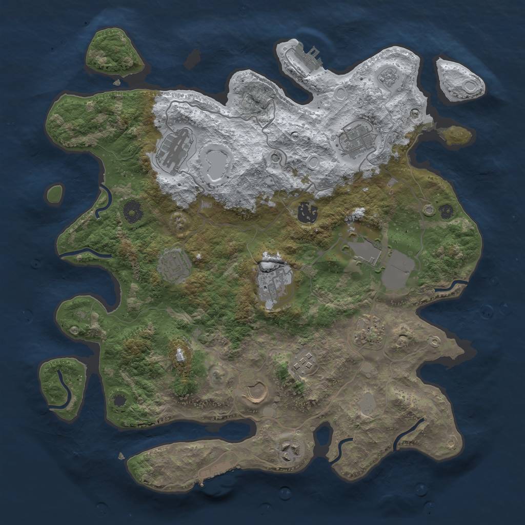 Rust Map: Procedural Map, Size: 3700, Seed: 55443543, 19 Monuments