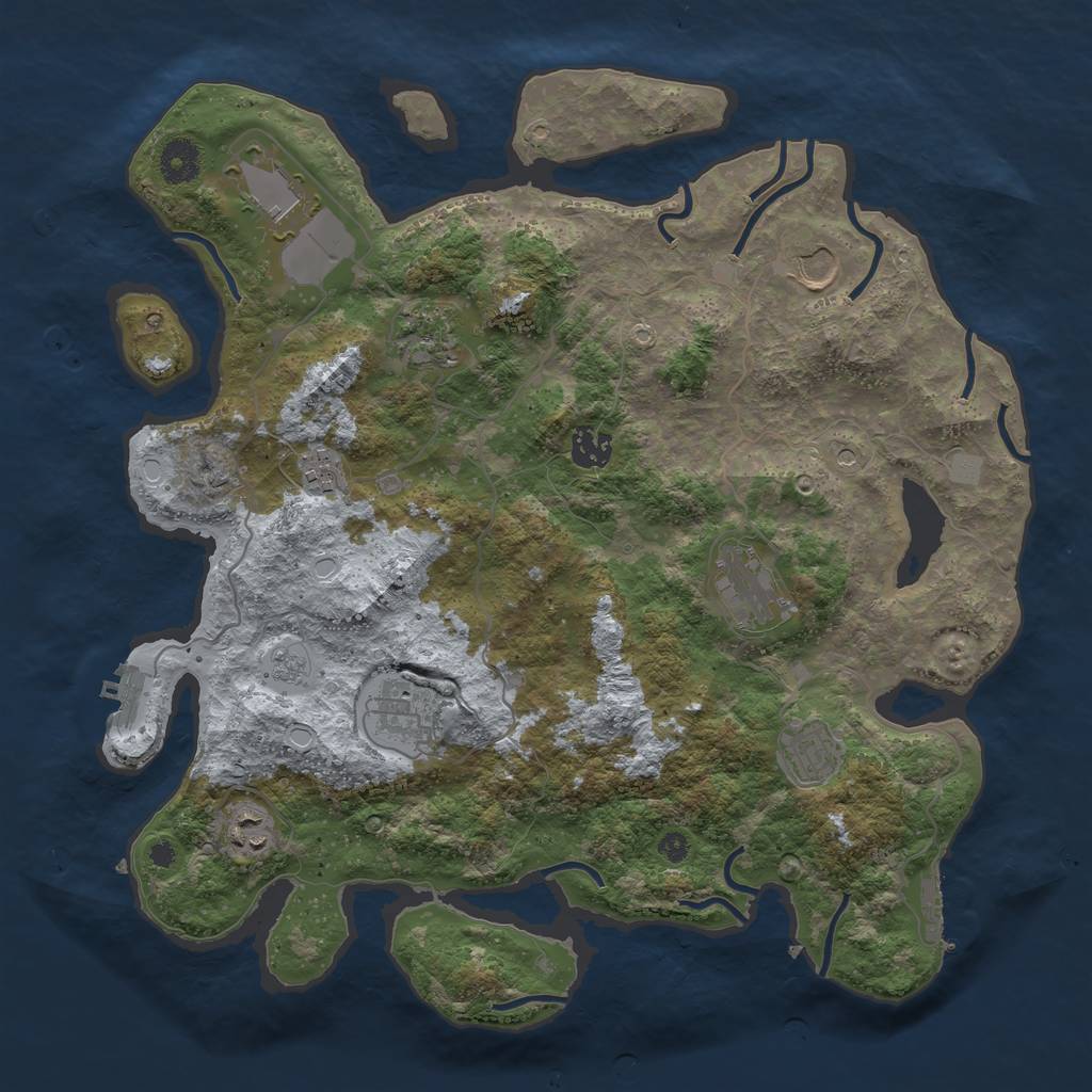 Rust Map: Procedural Map, Size: 3800, Seed: 58111, 18 Monuments