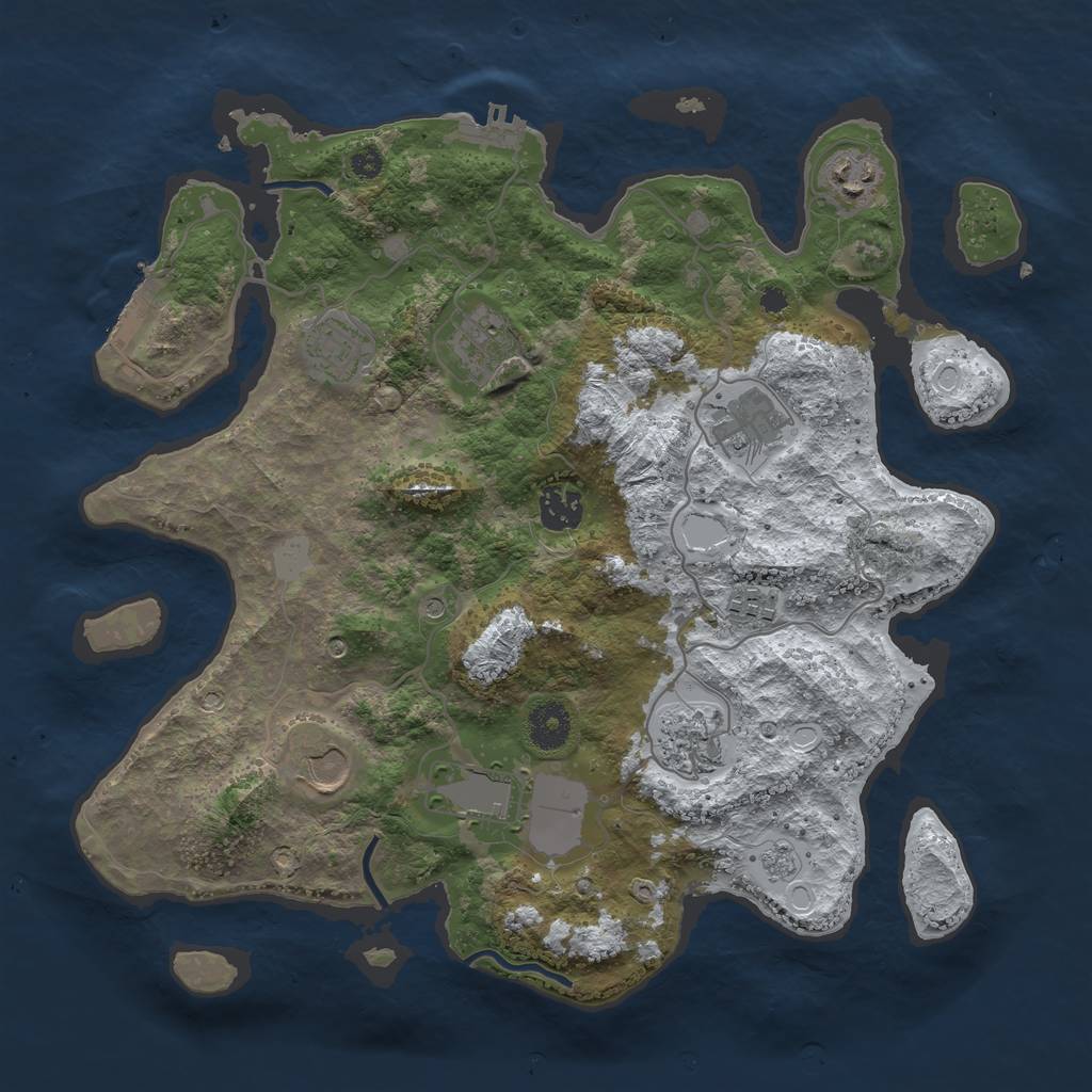 Rust Map: Procedural Map, Size: 3600, Seed: 710560485, 18 Monuments