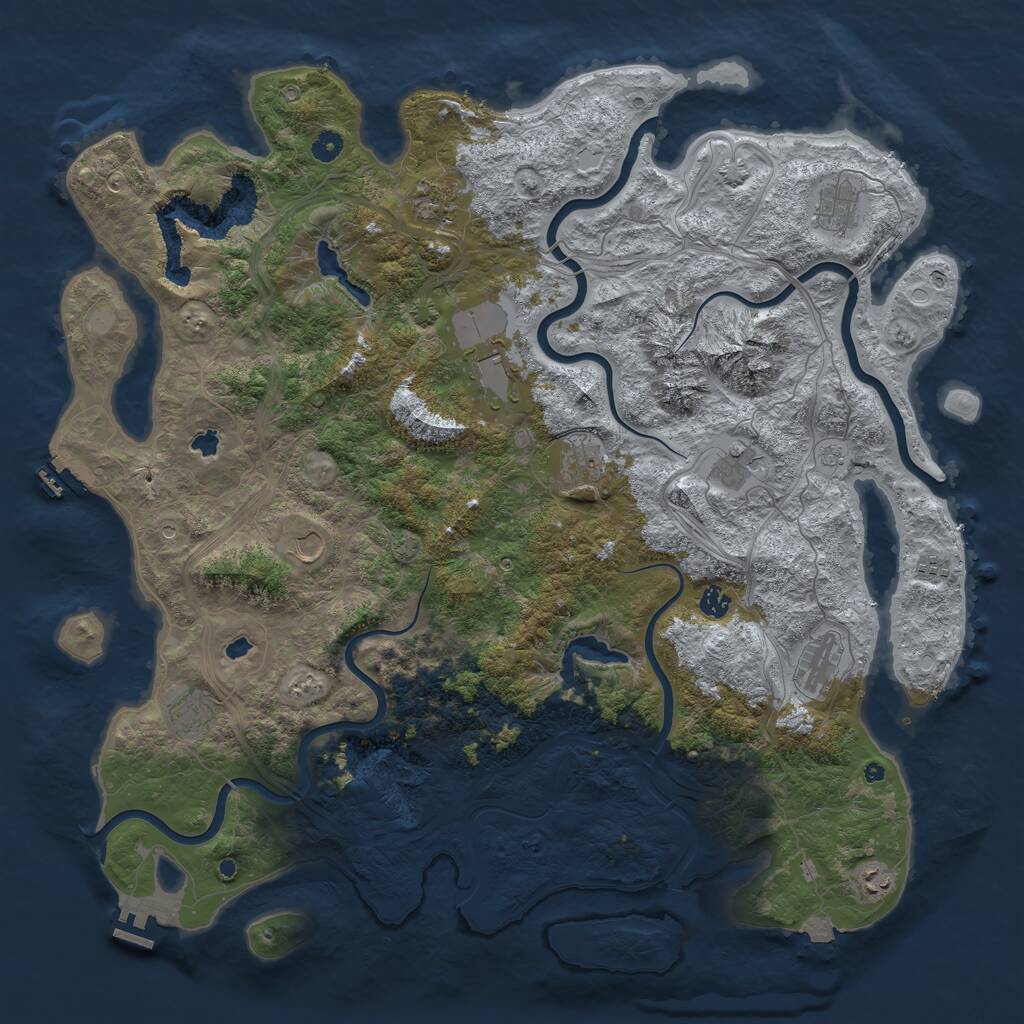 Rust Map: Procedural Map, Size: 5000, Seed: 777296445, 17 Monuments