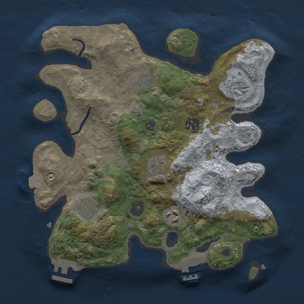 Rust Map: Procedural Map, Size: 3000, Seed: 888452930, 12 Monuments